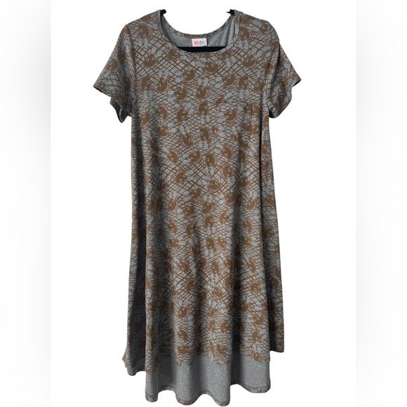 LuLaRoe Carly Disney Mickey Mouse Brown & Gray Dress Size Small - Picture 1 of 4